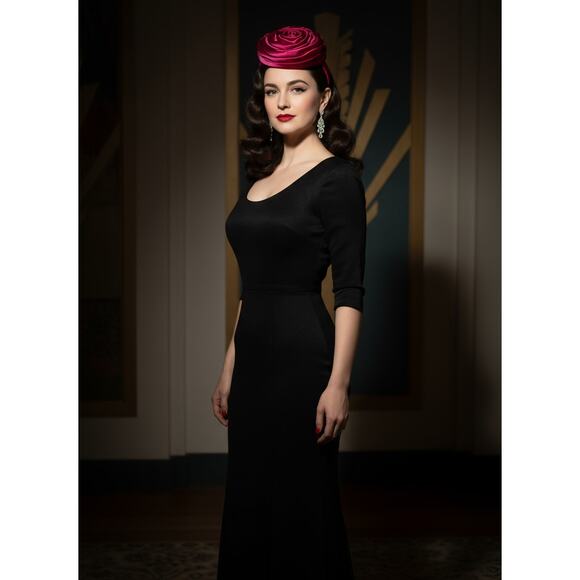 A Rose with a Bow Vintage 50s/60s Pillbox Hat  Fuchsia Satin Old Hollywood Glam - Picture 4 of 10